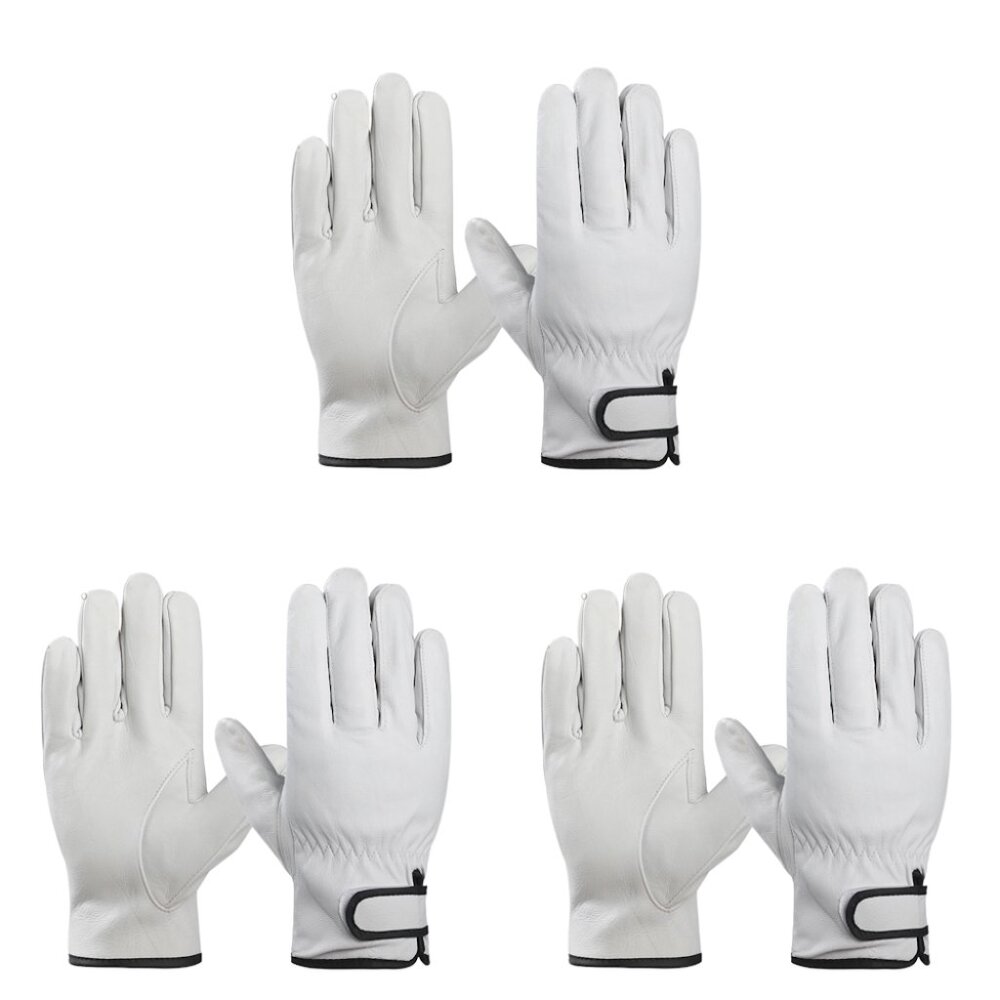 PAKNADA Goatskin Velcro Gloves 3Pairs Durable Safety for Outdoor, Industrial